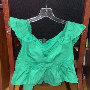 Green Ruffle Top